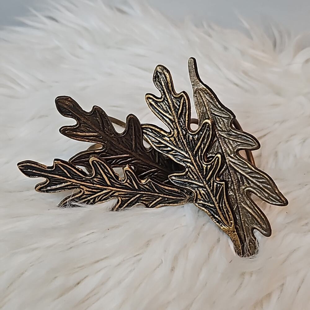 Bronze Metal Leaf Napkin Ring Set of 4